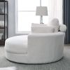 [Video] Welike Swivel Accent Barrel Modern Sofa Lounge Club Big Round Chair with Storage Ottoman TEDDY Fabric for Living Room Hotel with Pillows. *2PC