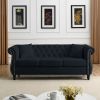 [Video] 80" Chesterfield Sofa Black Velvet for Living Room, 3 Seater Sofa Tufted Couch with Rolled Arms and Nailhead for Living Room, Bedroom, Office,