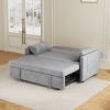 Sofa Pull Out Bed Included Two Pillows 54" Grey Velvet Sofa for Small Spaces