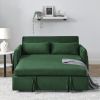 55" Modern Convertible Sofa Bed with 2 Detachable Arm Pockets, Velvet Loveseat Sofa with Pull Out Bed, 2 Pillows and Living Room Adjustable Backrest,