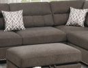 Sectional sofa Tan Color Velvet Fabric Reversible Chaise Sofa Sectional w Pillows Cocktail Storage Ottoman 3pc Set