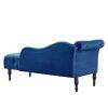 60.6&quot; Velvet Chaise Lounge Buttons Tufted Nailhead Trimmed Solid Wood Legs with 1 Pillow; Blue (Left Arm Design as Shown in the Picture)