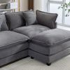 112.2" L-Shape Chenille Upholstered Sofa for Living Room Modern Luxury Sofa Couch with Ottoman, 5 Pillows, Gray