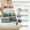 Free-Combined Sectional Sofa 5-seater Modular Couches with Storage Ottoman, 5 Pillows for Living Room, Bedroom, Office, Blue Green