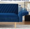 78'' Velvet Futon Sofa Bed, Convertible Sleeper Bed with Adjustable Armrests and Backrest, Loveseat Sleeper Sofa with 2 Pillows, Modern Futon Couches