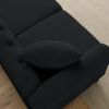 57" Chesterfield Sofa Black Velvet for Living Room, 2 Seater Sofa Tufted Couch with Rolled Arms and Nailhead for Living Room, Bedroom, Office, Apartme