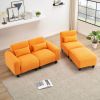 The 84.6-inch orange teddy fleece creative sofa can be assembled into a two-seater sofa with a single couch with three waist pillows to perfectly stre