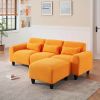 The 84.6-inch orange teddy fleece creative sofa can be assembled into a two-seater sofa with a single couch with three waist pillows to perfectly stre