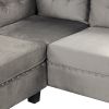 105" Modern Sectional Sofa with Storage Ottoman, L-Shape Couch with 2 Pillows and Cup Holder,Sectional Sofa with Reversible Chaise for Living Room,Gra
