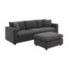 [VIDEO provided] [New] 100.4*64.6" Modern Sectional Sofa,L-shaped Couch Set with 2 Free pillows,4-seat Polyester Fabric Couch Set with Convertible Ott