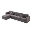 Modern Velvet Modular Sectional Sofa, L Shape Convertible Sofa Set with Pillows, Oversized Sectional Couches with Storage Ottomans for Living Room, Lo