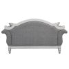ACME Florian Loveseat w/3 Pillows, Gray Fabric & Antique White Finish LV02120