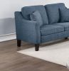 2pc Sofa Set Sofa And Loveseat Living Room Furniture Navy Blended Chenille Cushion Couch w Pillows