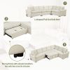 124.8"L-shaped Sofa Convertible Sofa Bed Pull Out Sofa Sleeper with Two Back Pillows, Two USB Ports and Two Power Sockets for Living Room, Beige(Old S
