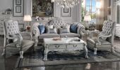 ACME Dresden Sofa w/7 Pillows, Synthetic Leather & Bone White Finish LV02244