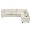 124.8"L-shaped Sofa Convertible Sofa Bed Pull Out Sofa Sleeper with Two Back Pillows, Two USB Ports and Two Power Sockets for Living Room, Beige(Old S