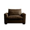 Brown Corduroy Deep Seat Single Sofa Accent Chair,Deep Seat Couch with Waist Pillow for Living Room/Apartment/Office