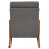 100*65*101cm High Back Belt Waist Pillow Log Color Solid Wood Armrest Backrest Seat Frame Iron Frame Indoor Rocking Chair/armchair dual use Dark Gray