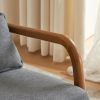 100*65*101cm High Back Belt Waist Pillow Log Color Solid Wood Armrest Backrest Seat Frame Iron Frame Indoor Rocking Chair/armchair dual use Dark Gray
