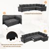 124.8"L-shaped Sofa Convertible Sofa Bed Pull Out Sofa Sleeper with Two Back Pillows, Two USB Ports and Two Power Sockets for Living Room, Gray (Old S