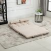 HOMCOM Convertible Floor Sofa Chair, Folding Couch Bed, Guest Chaise Lounge with 2 Pillows, Adjustable Backrest and Headrest, 40.25" L, Beige