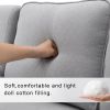 [VIDEO provided] [New] 114.2" Upholstered Sofa with Console, 2 Cupholders and 2 USB Ports Wired or Wirelessly Charged, Modern Linen Fabric Couches wit