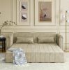 3 in 1 Pull-Out Bed Sleeper, Modern Upholstered 3 Seats Lounge Sofa & Couches with Rolled Arms Decorated with Copper Nails , Convertible Futon 3 Seats