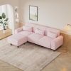 The 84.6-inch pink teddy fleece creative sofa can be assembled into a two-seater sofa plus a single couch with three waist pillows to perfectly stretc