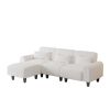 The 84.6-inch beige teddy fleece creative sofa can be assembled into a two-seater sofa plus a single couch with three waist pillows to perfectly stret
