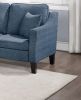 2pc Sofa Set Sofa And Loveseat Living Room Furniture Navy Blended Chenille Cushion Couch w Pillows