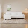 The 84.6-inch beige teddy fleece creative sofa can be assembled into a two-seater sofa plus a single couch with three waist pillows to perfectly stret