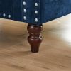 MH 80" Deep Button Tufted Upholstered Roll Arm Luxury Classic Chesterfield L-shaped Sofa 3 Pillows Included, Solid Wood Gourd Legs, Blue velvet W1193S