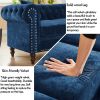 MH 80" Deep Button Tufted Upholstered Roll Arm Luxury Classic Chesterfield L-shaped Sofa 3 Pillows Included, Solid Wood Gourd Legs, Blue velvet W1193S