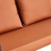 Modern Two-Seater Sofa Chair with 2 Pillows - PU Leather, High-Density Foam, Black Coated Metal Frame.Brown SF-D008