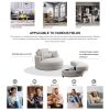 [Video] Welike Swivel Accent Barrel Modern Sofa Lounge Club Big Round Chair with Storage Ottoman Linen Fabric for Living Room Hotel with Pillows . *2P