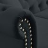 58.8" Chesterfield Sofa Black Velvet for Living Room, 2 Seater Sofa Tufted Couch with Rolled Arms and Nailhead for Living Room, Bedroom, Office, Apart
