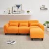 The 84.6-inch orange teddy fleece creative sofa can be assembled into a two-seater sofa with a single couch with three waist pillows to perfectly stre