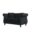 58.8" Chesterfield Sofa Black Velvet for Living Room, 2 Seater Sofa Tufted Couch with Rolled Arms and Nailhead for Living Room, Bedroom, Office, Apart