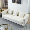 81 Inch Oversized 3 Seater Sectional Sofa, Living Room Comfort Fabric Sectional Sofa - Deep Seating Sectional Sofa, Soft Sitting with 3 Pillows for Li