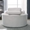 [Video] Welike Swivel Accent Barrel Modern Sofa Lounge Club Big Round Chair with Storage Ottoman TEDDY Fabric for Living Room Hotel with Pillows. *2PC