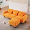 The 84.6-inch orange teddy fleece creative sofa can be assembled into a two-seater sofa with a single couch with three waist pillows to perfectly stre