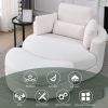 [Video] Welike Swivel Accent Barrel Modern Sofa Lounge Club Big Round Chair with Storage Ottoman TEDDY Fabric for Living Room Hotel with Pillows. *2PC