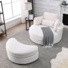 [Video] Welike Swivel Accent Barrel Modern Sofa Lounge Club Big Round Chair with Storage Ottoman TEDDY Fabric for Living Room Hotel with Pillows. *2PC
