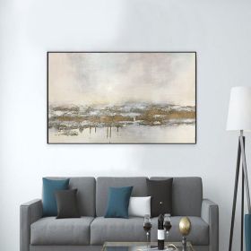 Hand Oil Pianting Large Abstract White Painting on Canvas Gold Leaf Artwork Neutral Wall Art Modern Textured Painting Contemporary Wall Art Hand Paint (Style: 1, size: 90x120cm)