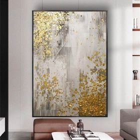Handmade Oil Painting Gold Foil Forest Hand Painted Contemporary Artwork living room bedroom luxurious decoration Frameless Only Canvas (Style: 2, size: 50x70cm)