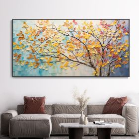 Hand Painted Oil Painting Large Colorful Tree Wall Art Boho Canvas Oil Painting Colorful Leaf Texture Palette Knife Art Contemporary Art Abstract Text (Style: 1, size: 150x220cm)