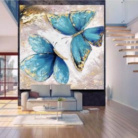 Hand Painted Oil Painting Original Abstract Art Painting on Canvas Blue Painting Handmade Wall Art Abstract Painting Butterfly Painting Contemporary A (Style: 1, size: 150x150cm)