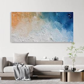 Handmade Oil Painting Abstract Color Block Oil On Canvas Blue Orange Thick Textured Painting Contemporary Art Modern Minimalist Home Wall Decor Hand P (Style: 1, size: 40x80cm)