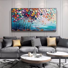 Hand Painted Oil Painting Abstract Colorful Floral Canvas Wall Art Thick Textured Petal Knife Painting Contemporary Home Decor Customized Sofa Artwork (Style: 1, size: 60x120cm)