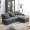 [VIDEO provided][New]87*61"Modern L-shaped Corduroy Sofa with Reversible Chaise,4-seat Upholstered Sectional Indoor Furniture,Convertible Sleeper Couc